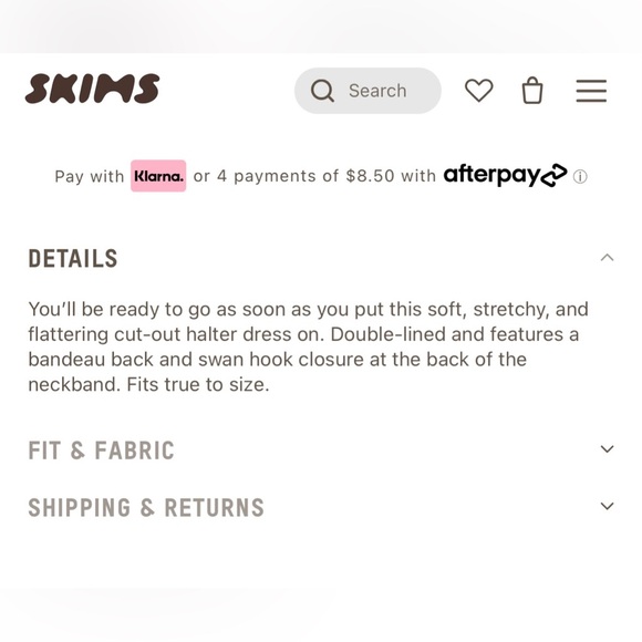 SKIMS FITS EVERYBODY CUT OUT HALTER DRESS | COCOA SMALL NWT - Picture 6 of 10